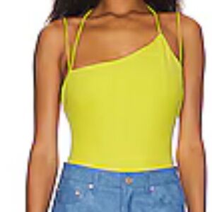 Summer ready strappy back low cut front NWOT size large Yellow Strappy bodysuit